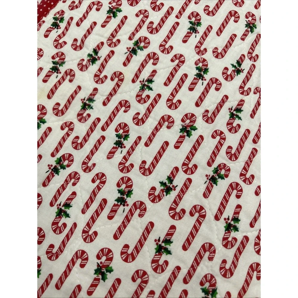 Christmas‎ Placemat And Napkin Set/24 Candy Cane Quilted Stains Vtg SKU 1229